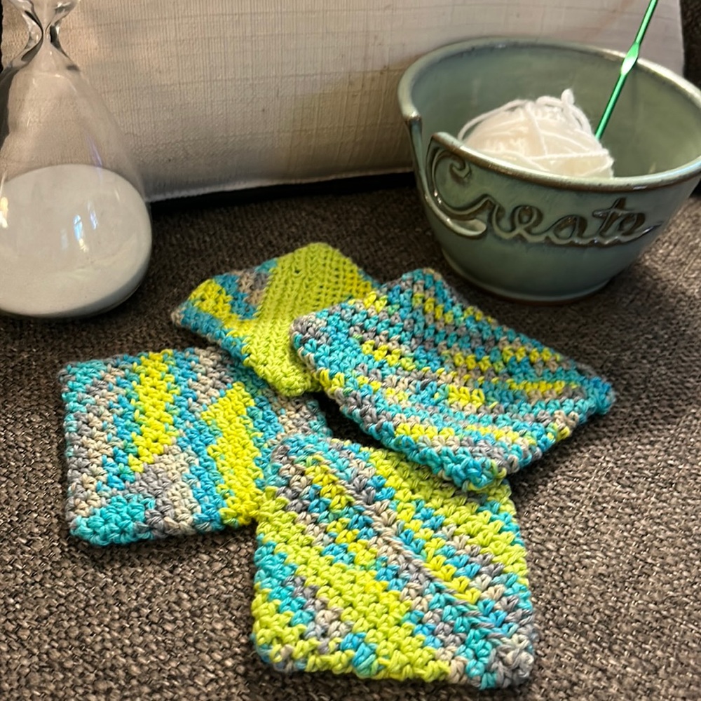 Double thickness recycled cotton coasters!  Absorbent & heat tolerant!